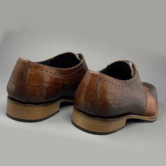 *NEW* DUCA ‘Valentano’ Italian Calfskin / Croco Embossed Print / Men’s 13 Derby - Picture 10 of 14